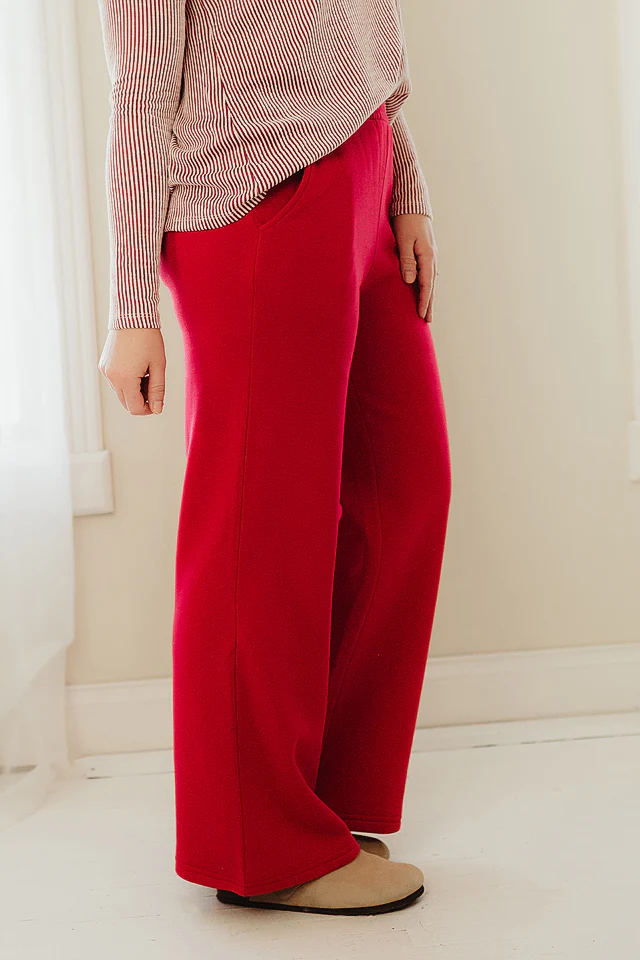 Red Cuddle Fit Fleece Pants - Image 2
