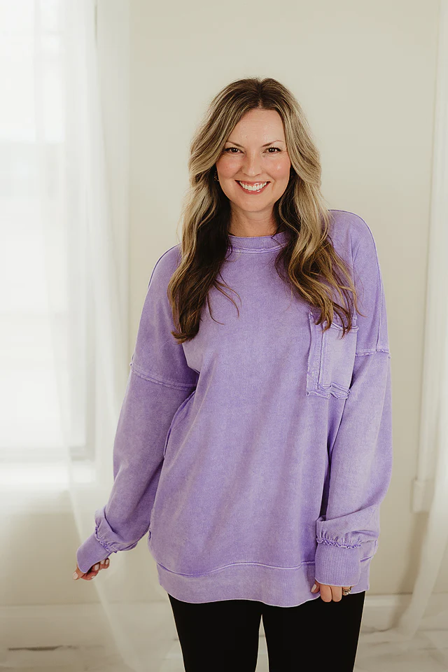 Violet Halo Distressed Pullover