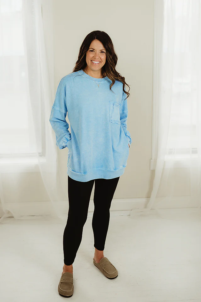 Sky Blue Halo Distressed Pullover - Image 2