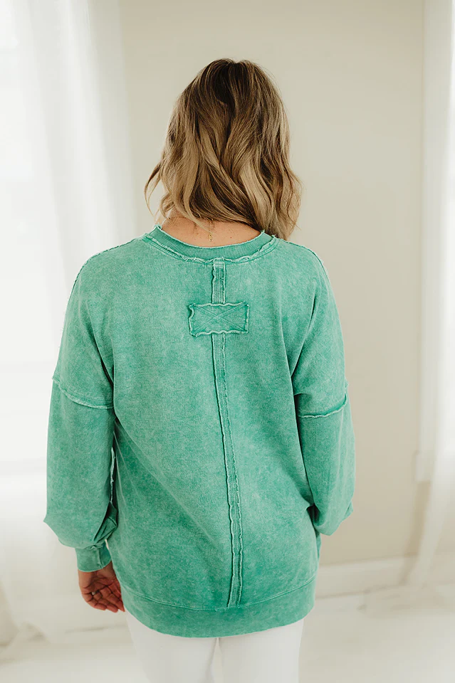Kelly Green Halo Distressed Pullover - Image 4