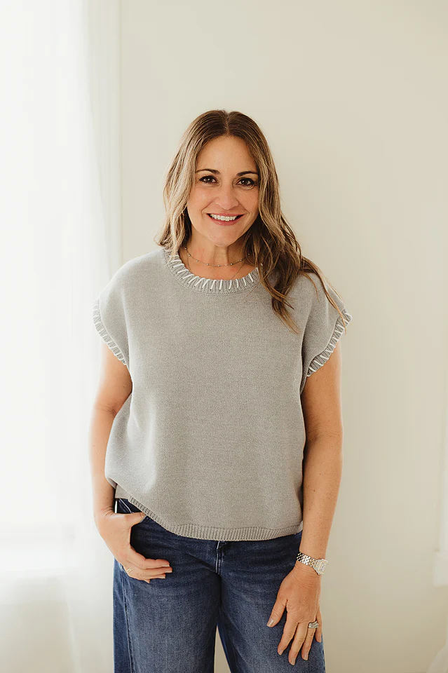Grey Edge Stitch Sweater Vest