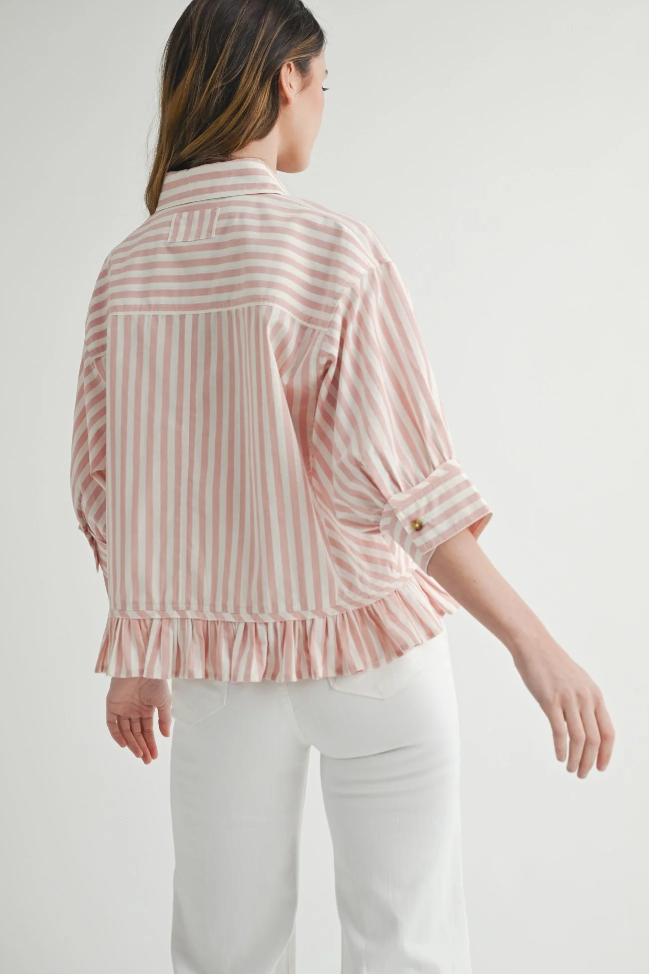 Elise Striped Ruffle Blouse {also available in pink} - Image 7