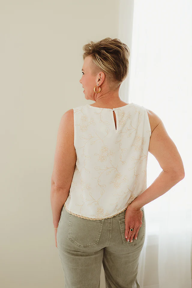 Embroidered Lace Trim Top - Image 4