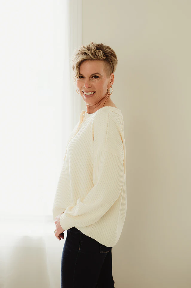 Butter Yellow Exposed Ribbed Henley Top - Image 3
