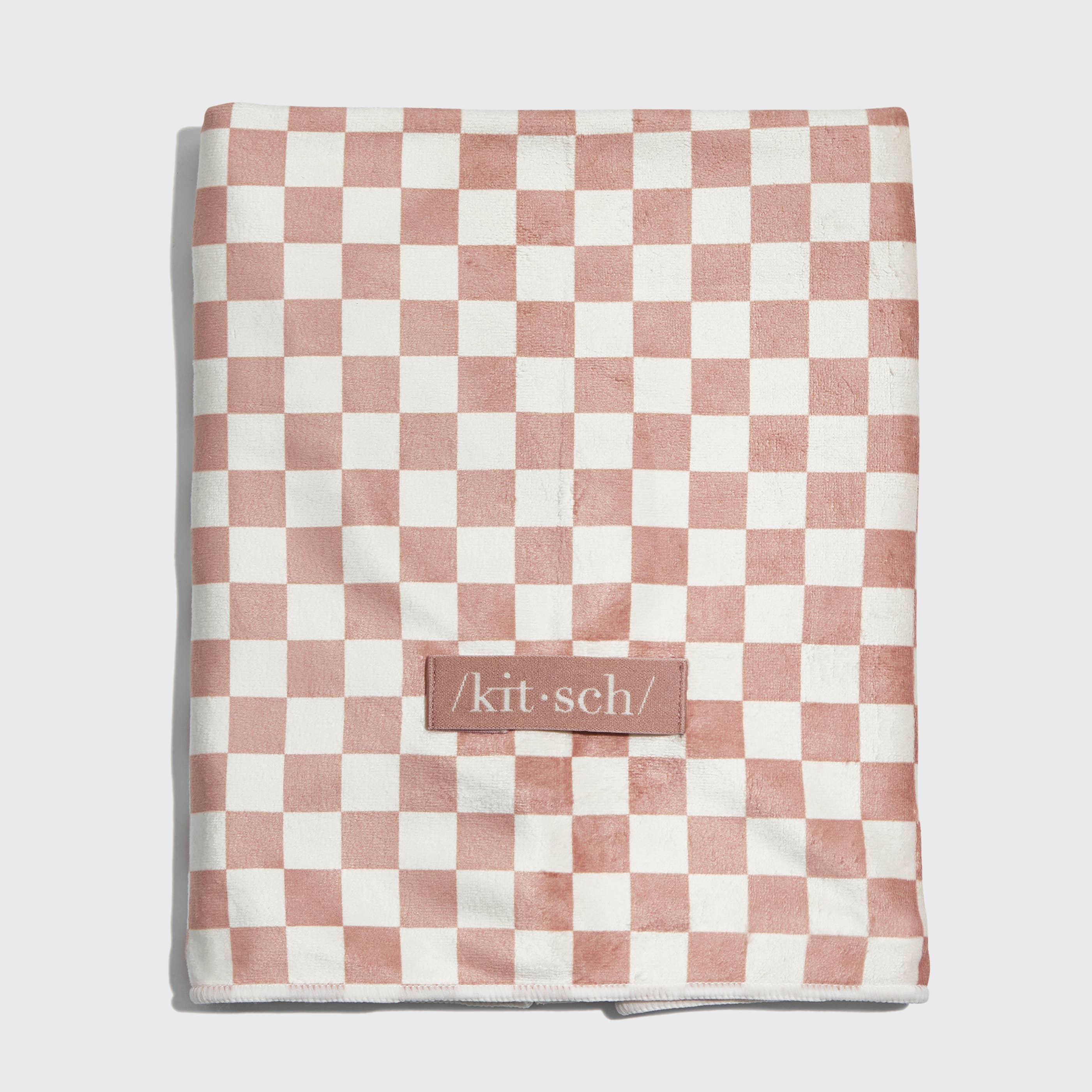 Quick Dry Hair Wrap - Terracotta Checker - XL - Image 4