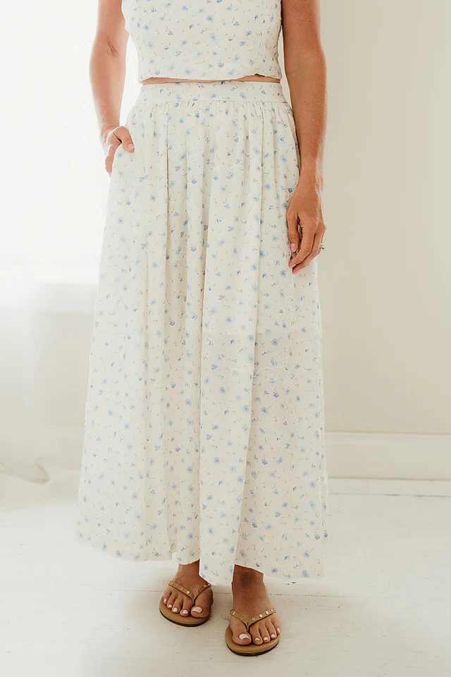 Blue Bloom Romance Maxi Skirt
