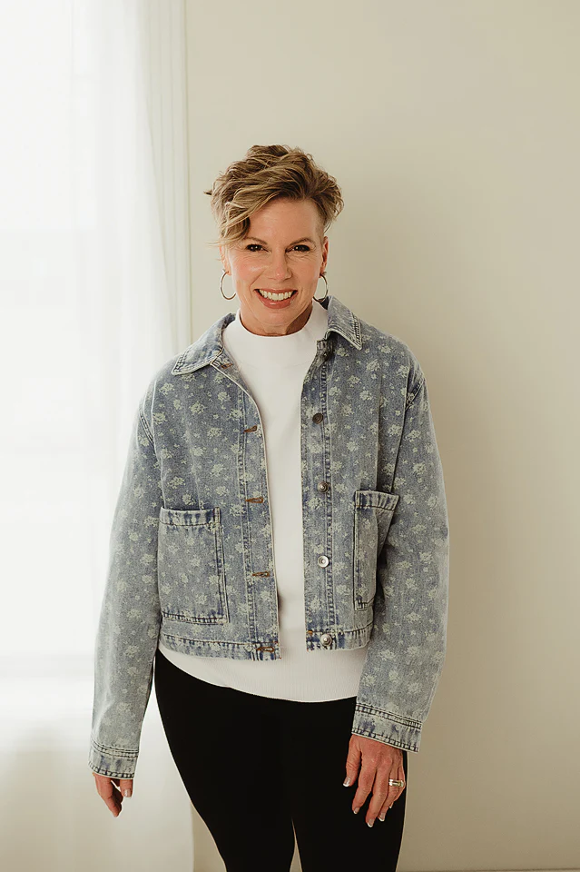 Floral Washed Denim Jacket