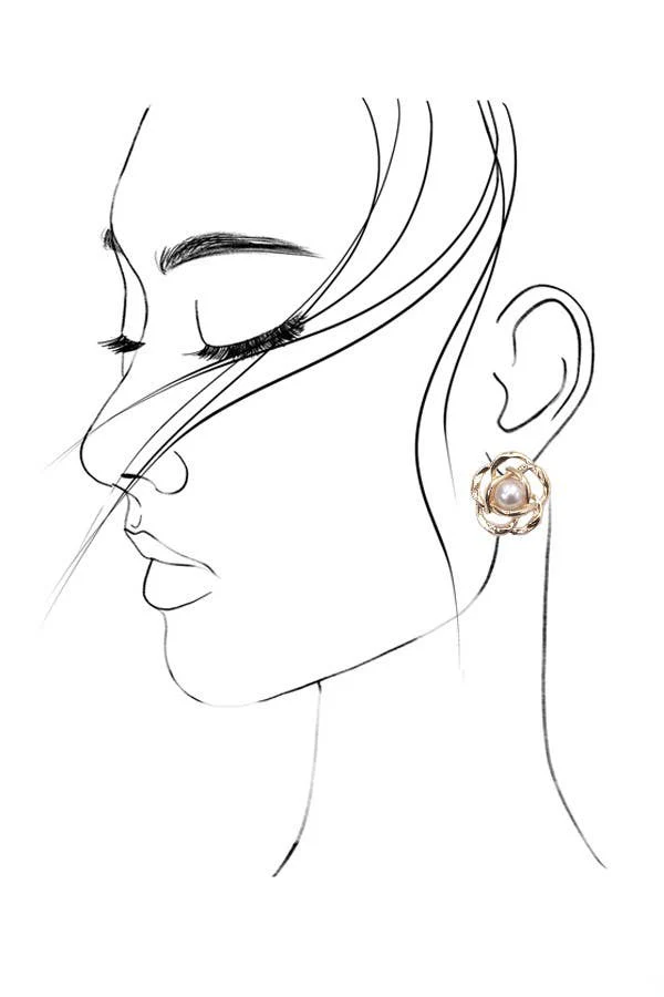 Flower Pearl Earrings - Image 3