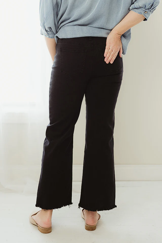 Black Frayed Straight Wide Leg - Image 3
