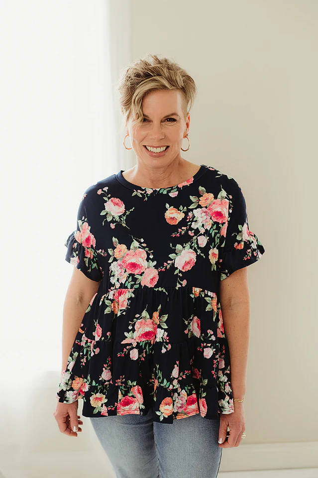 Blooming Peplum Swing Top