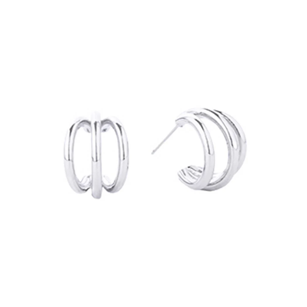 White Gold Double Ring Hoops