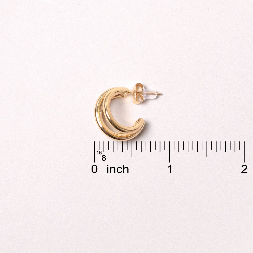 White Gold Double Ring Hoops - Image 2