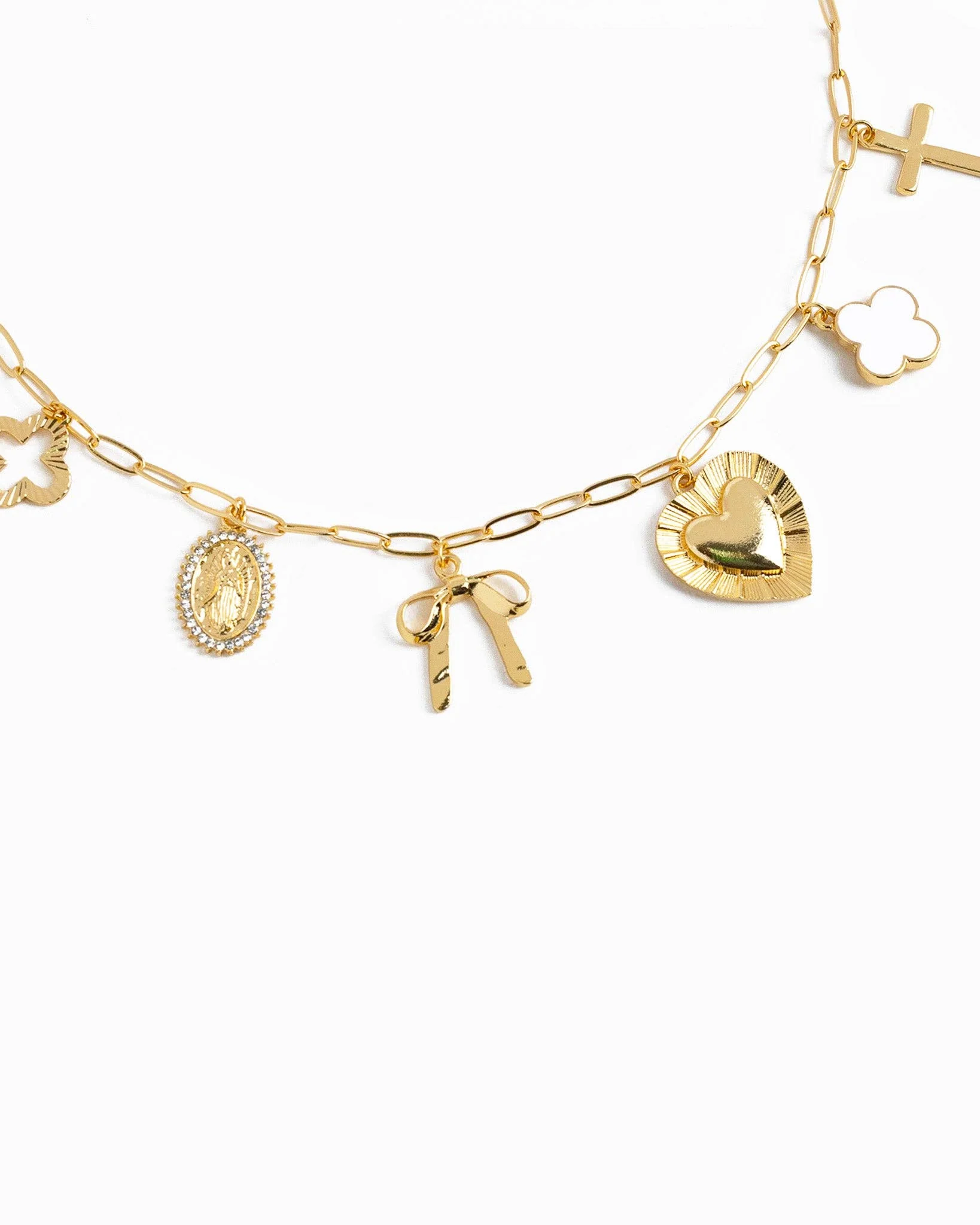 Heart Multi Gold Chunky Charm Necklace - Image 2