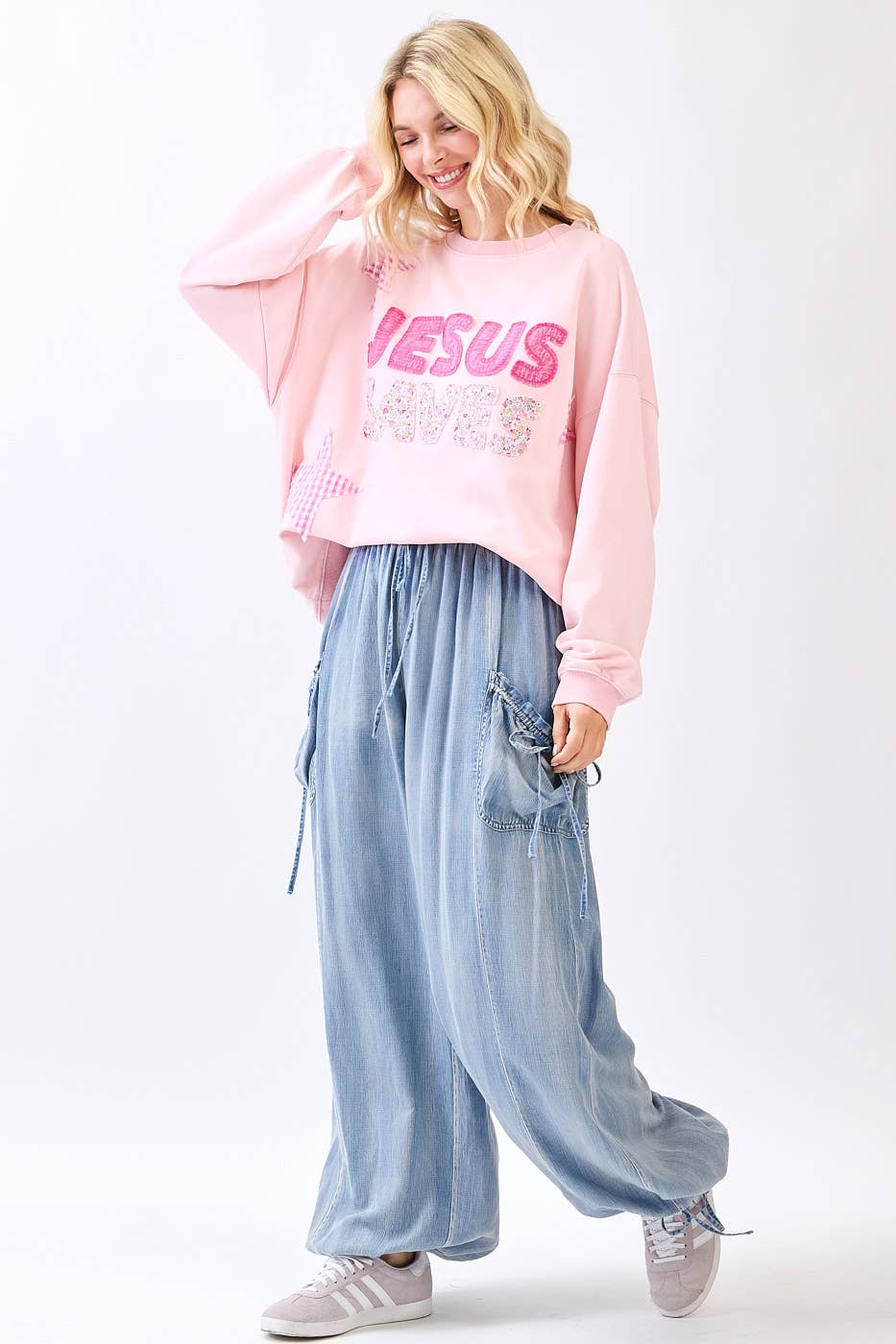 Pink Jesus Saves Patch Sweatshirt - Image 4