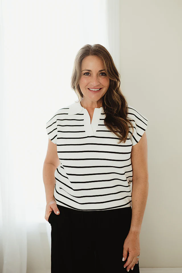 Black & Ivory Sutton Stripe Top