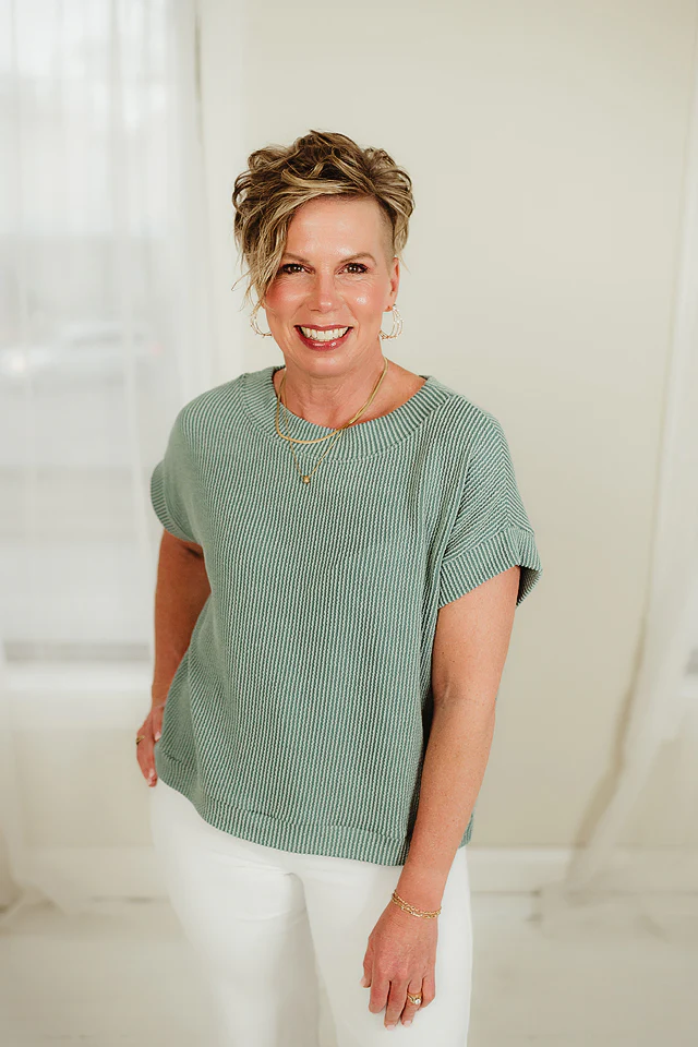 Jade Signature Rib Cap Sleeve