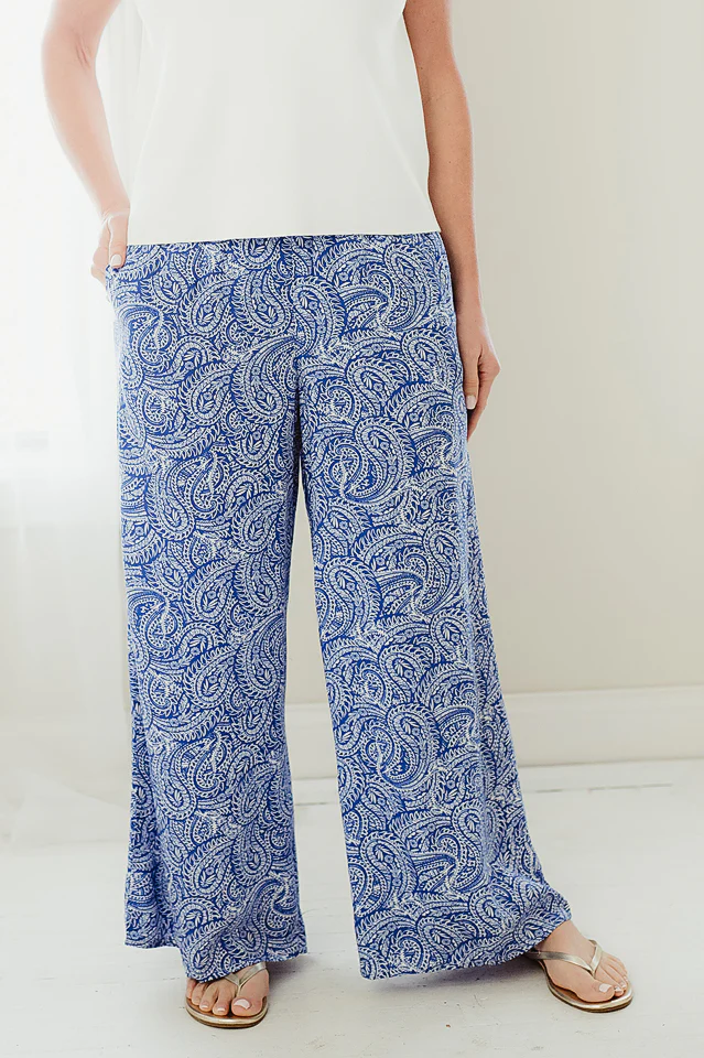 Sea Blue Smocked Boho Pants