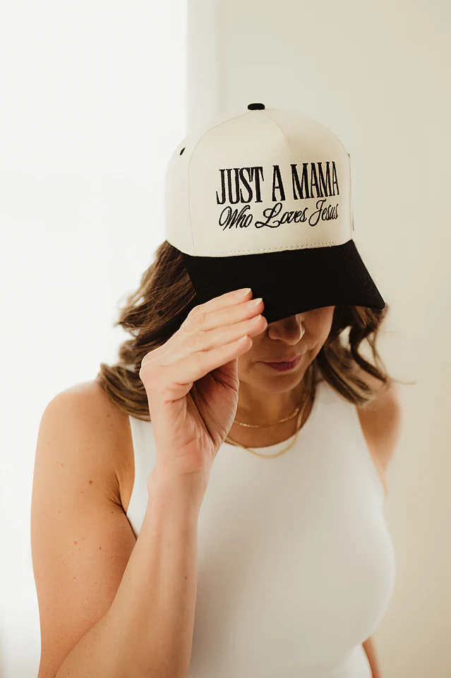 Black "JUST A MAMA WHO LOVES JESUS" Hat