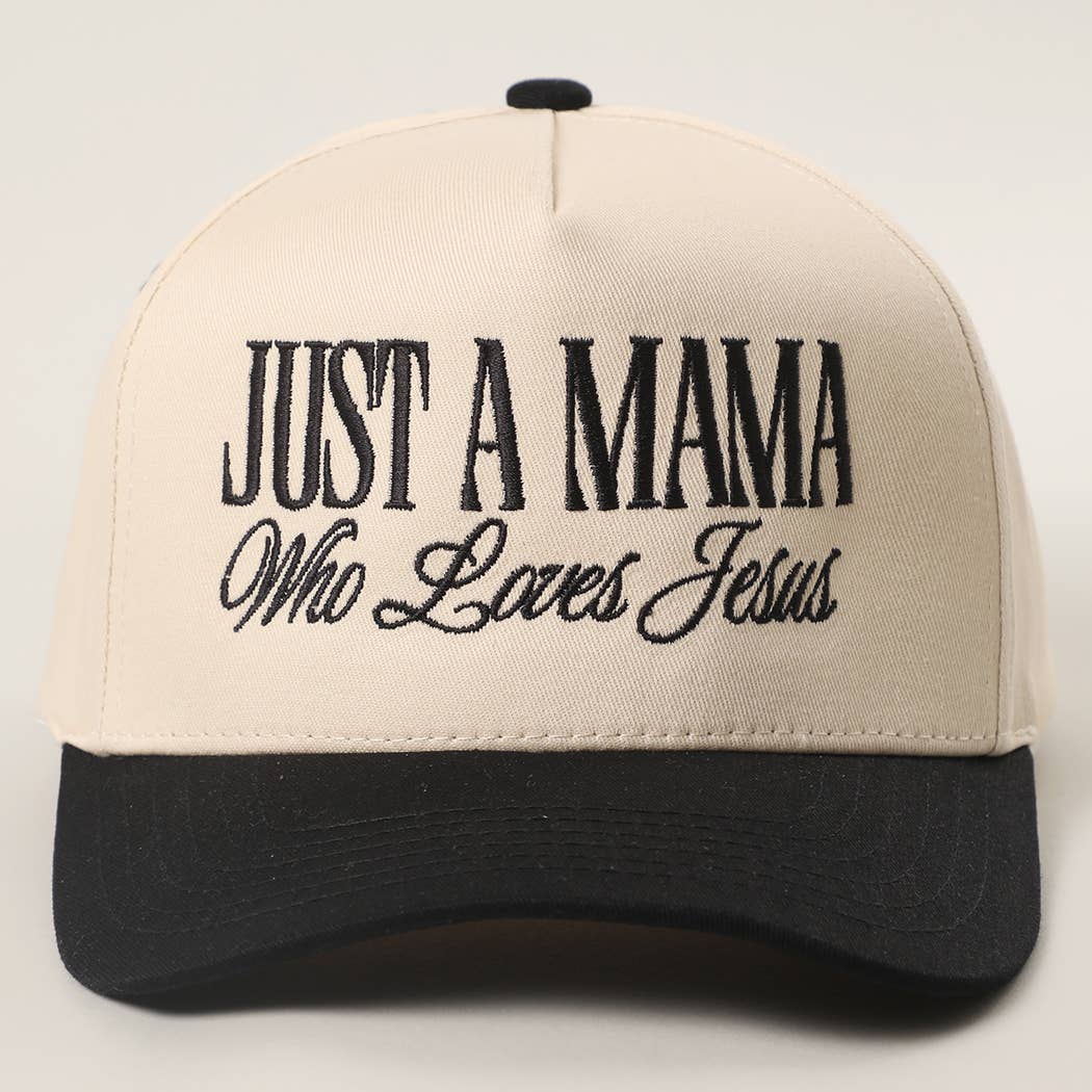 Black "JUST A MAMA WHO LOVES JESUS" Hat - Image 2
