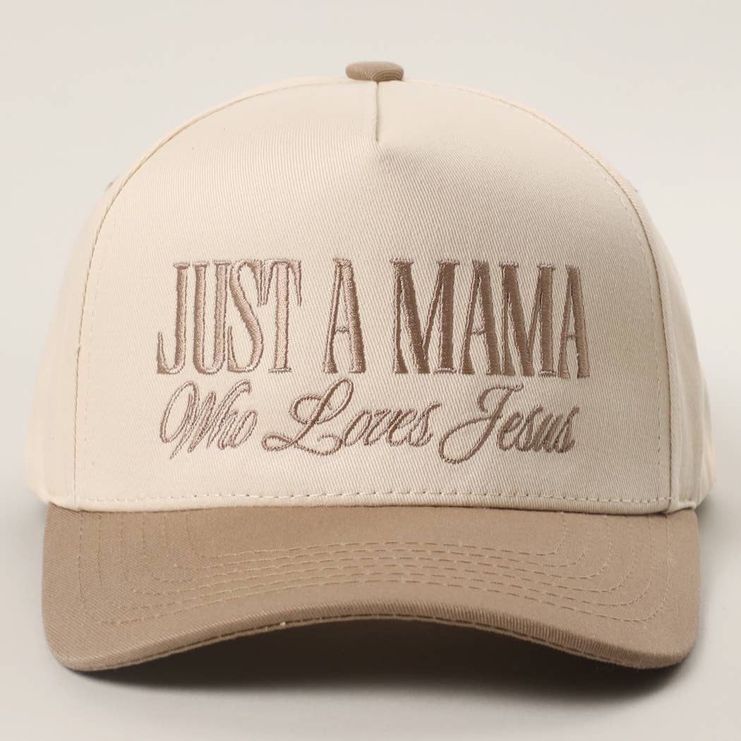 Beige "JUST A MAMA WHO LOVES JESUS" Hat - Image 2