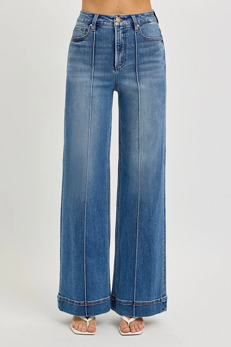 Alicia Wide Leg Pintuck Jeans