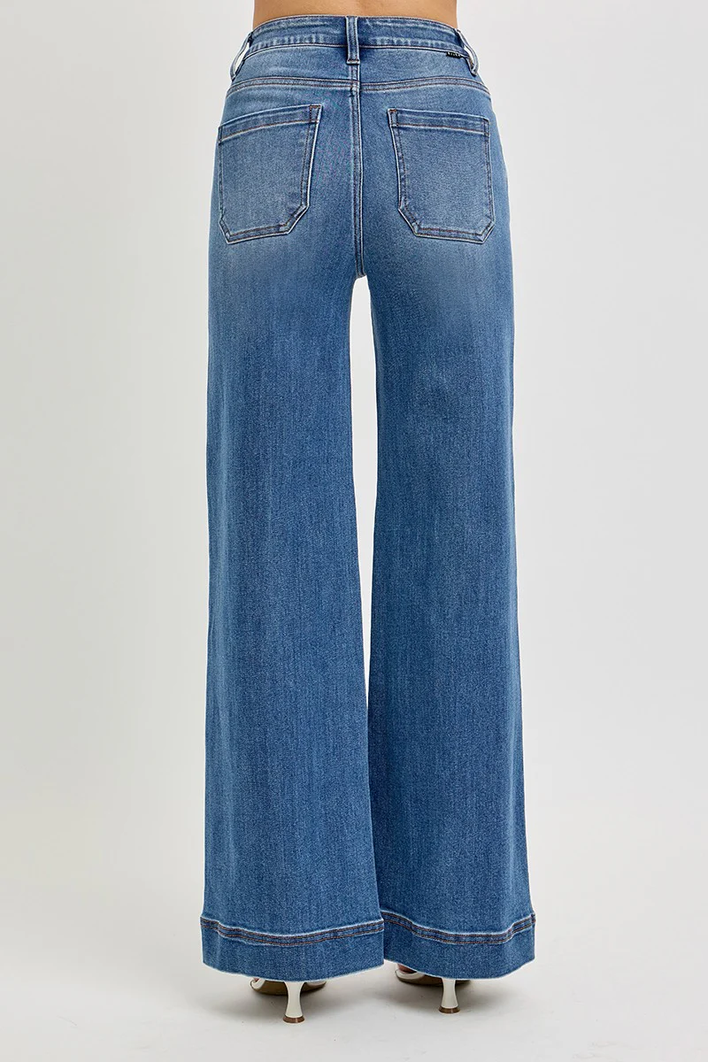 Alicia Wide Leg Pintuck Jeans - Image 3