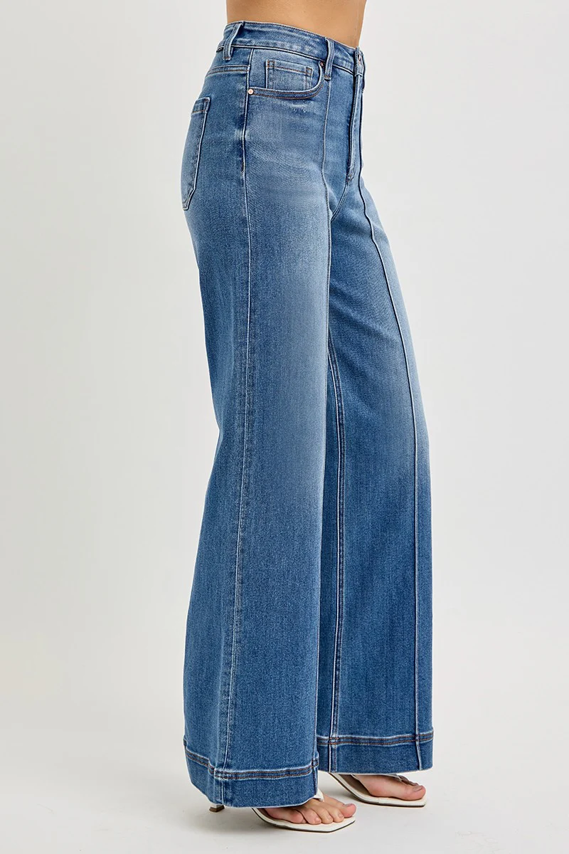 Alicia Wide Leg Pintuck Jeans - Image 5
