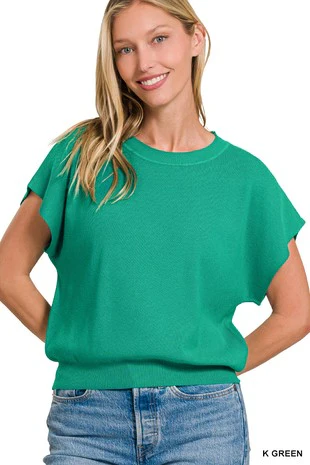 Kelly Green Round Dolman Top