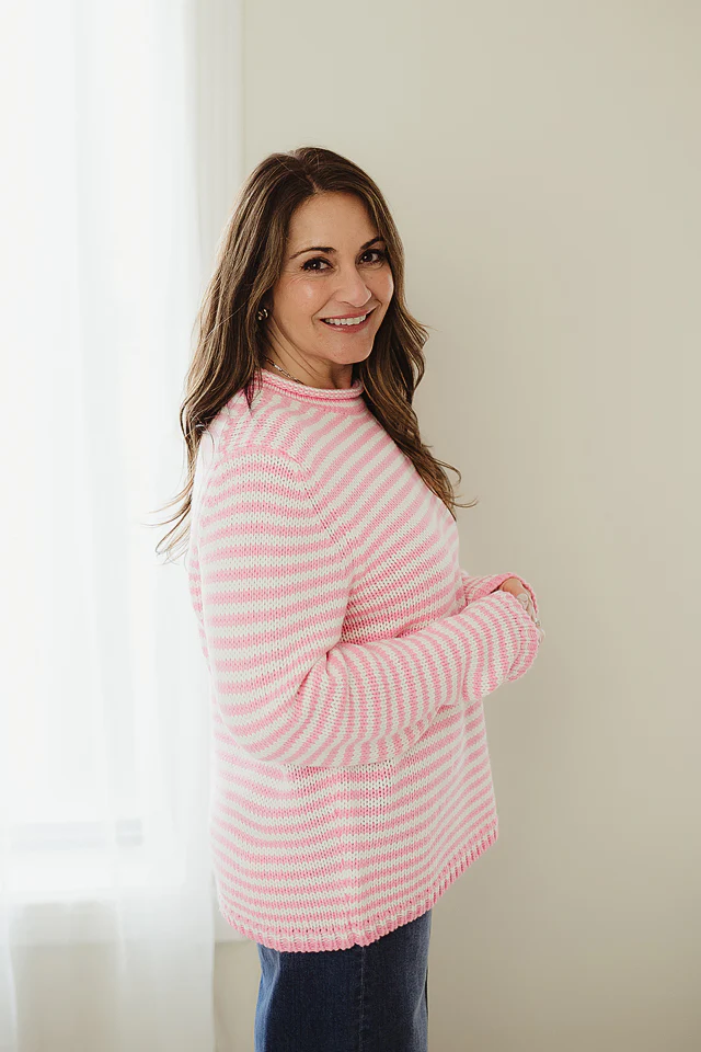 Pink Everyday Cozy Stripe Sweater - Image 3