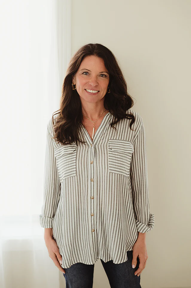 Black Lightweight Striped Button Down