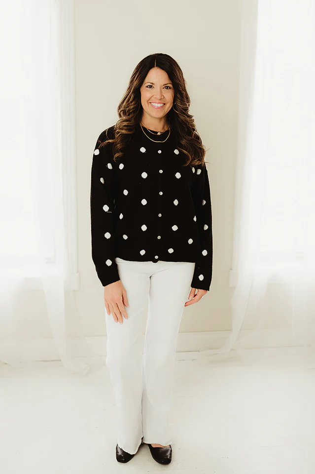Black & White Polka Dot Cardigan - Image 2