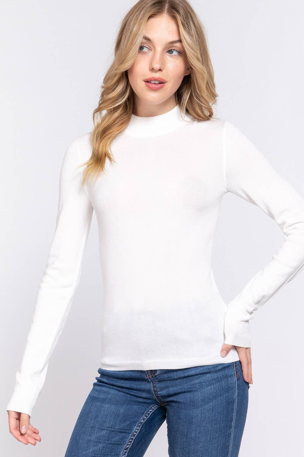 Mock Neck Basic Sweater