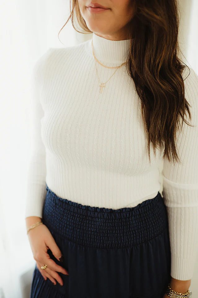 Mock Neck Rib Sweater - Image 8