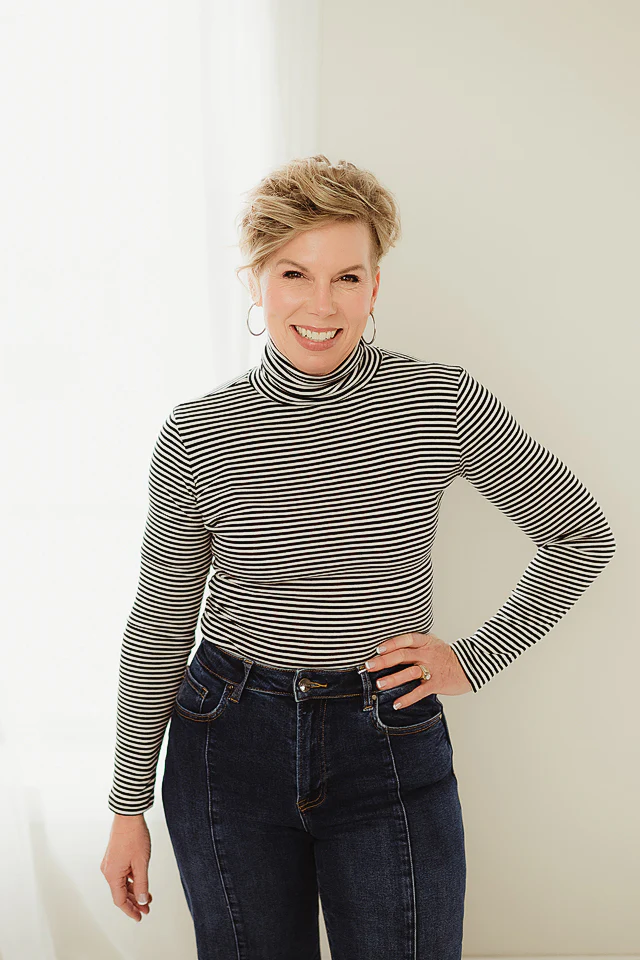Polished Striped Turtleneck