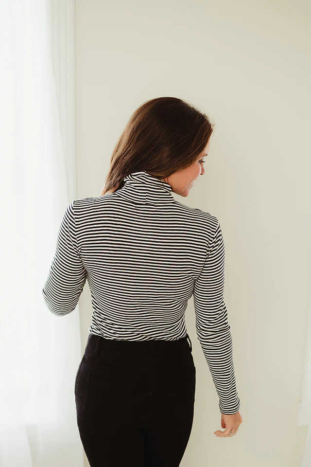 Polished Striped Turtleneck - Image 4