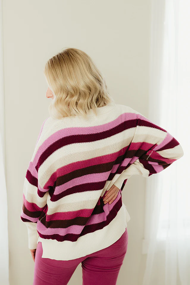 Mauve Mix Striped Sweater - Image 3