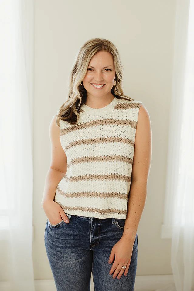 Chunky Striped Sleeveless Sweater - Image 5