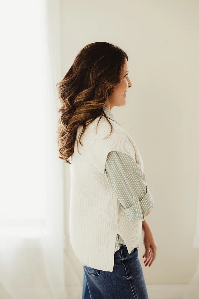 Sand Beige Chic Sweater Vest - Image 2