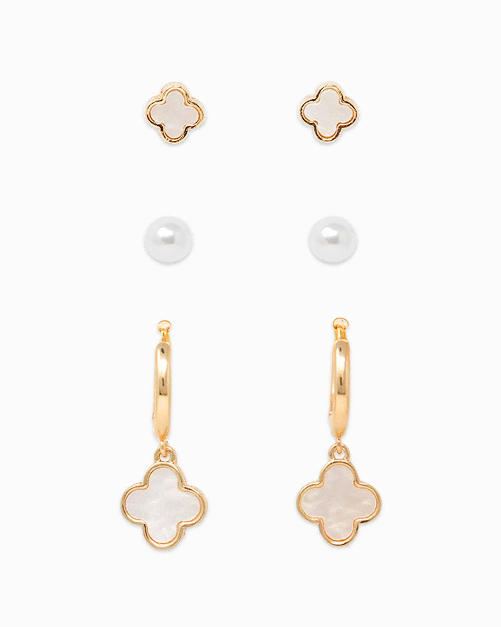 White Trio Pearl Clover Set