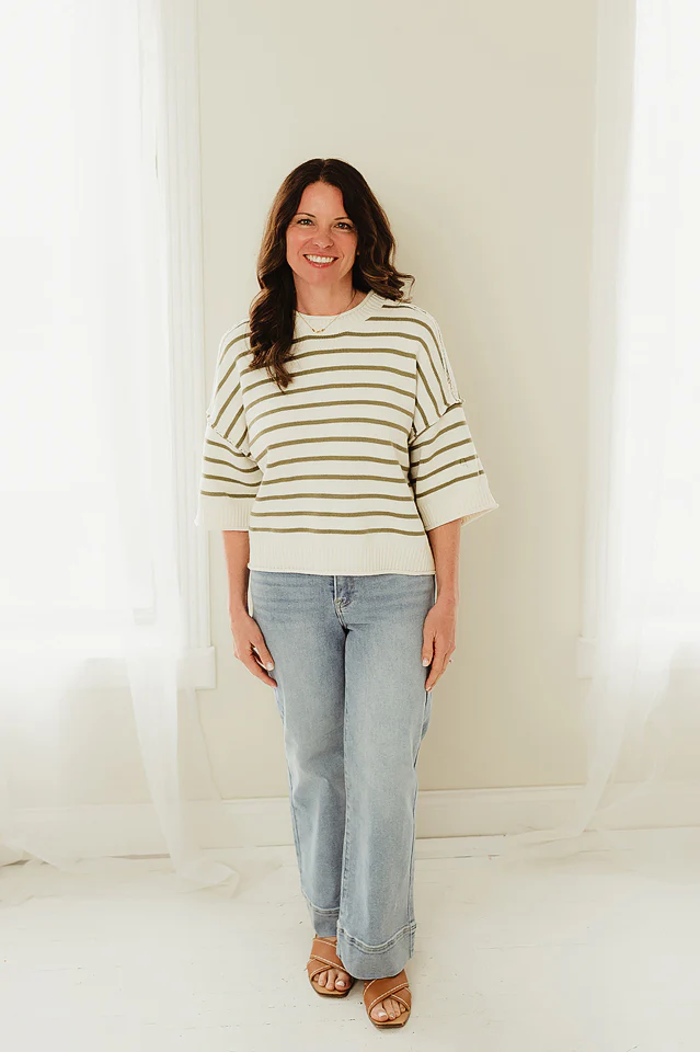 White & Olive Boardwalk Pullover - Image 2