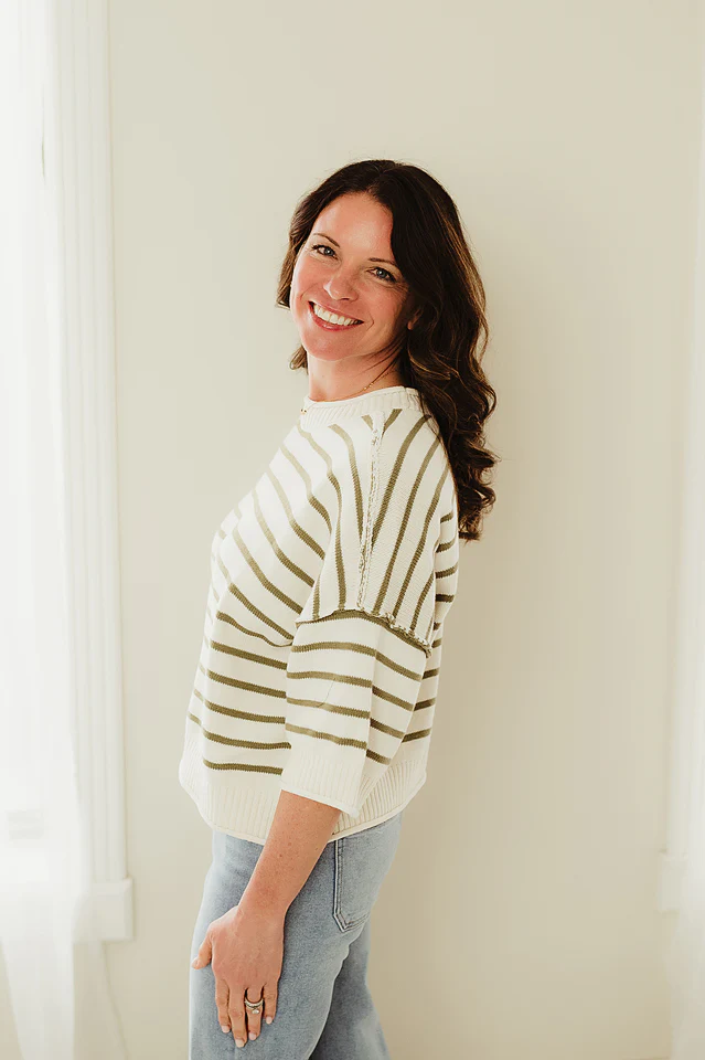 White & Olive Boardwalk Pullover - Image 3