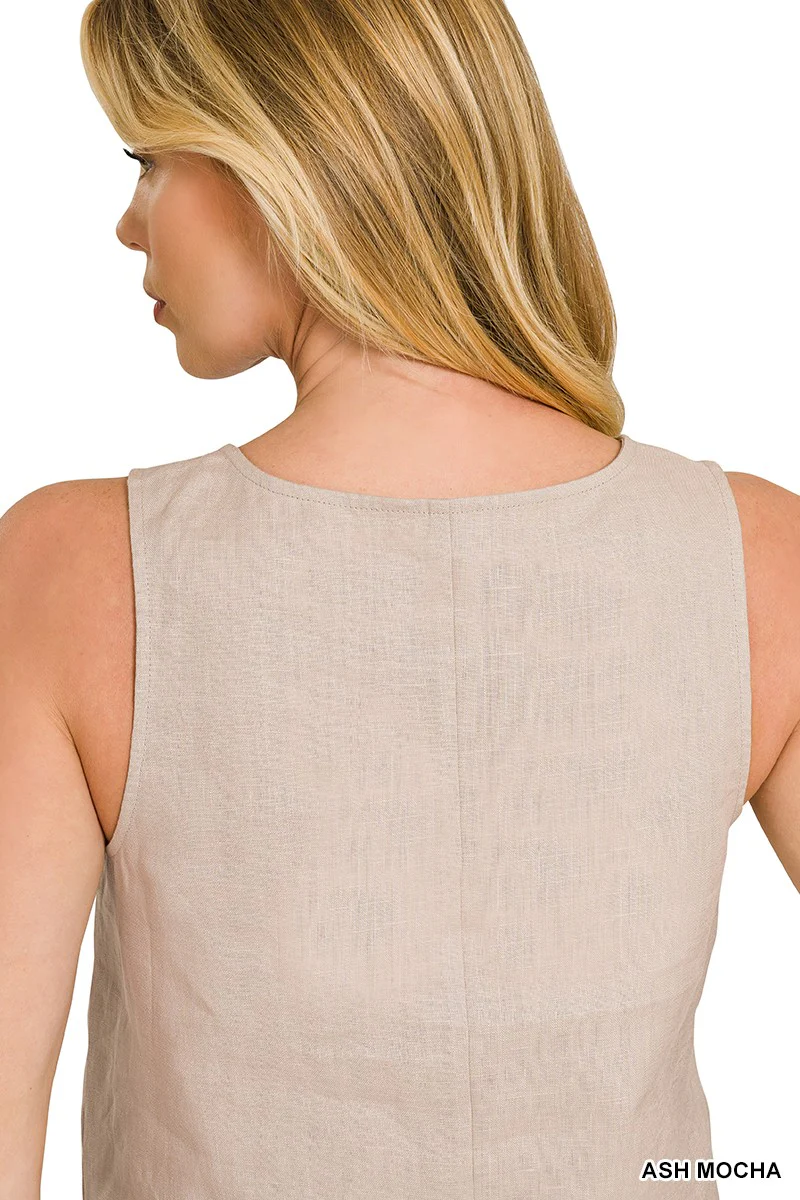 Sand Beige Classic Linen Tank - Image 2