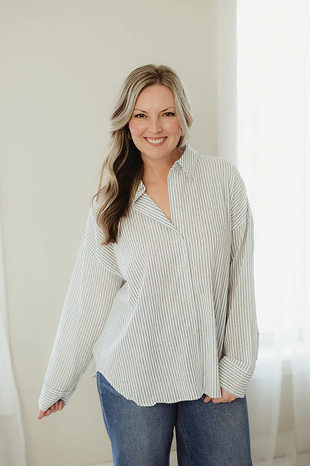 White Classic Buttoned Stripe Shirt