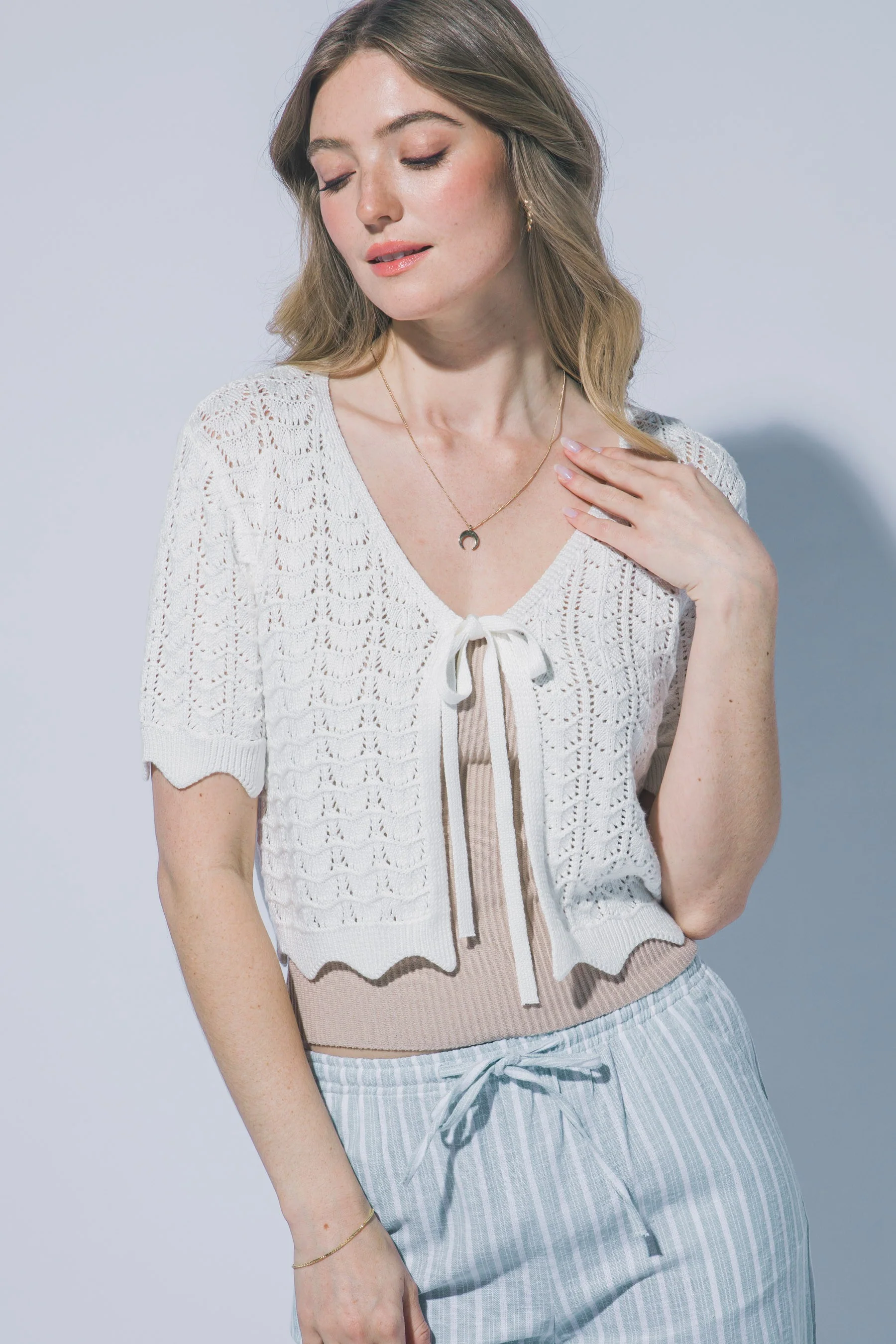 White Petal Crop Cardigan