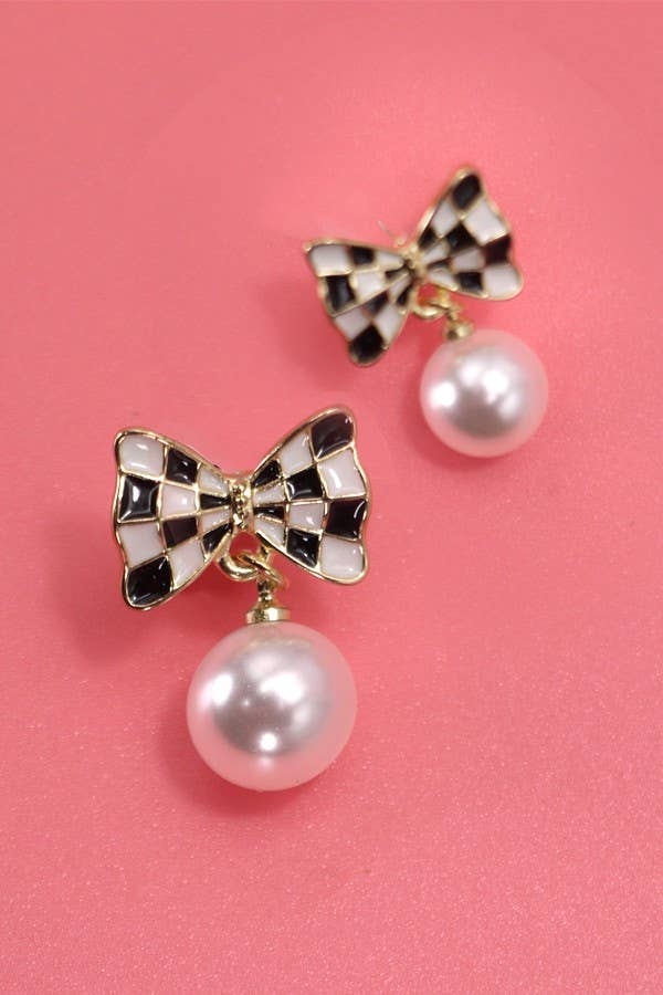 Checker Pearl Earrings - Image 2