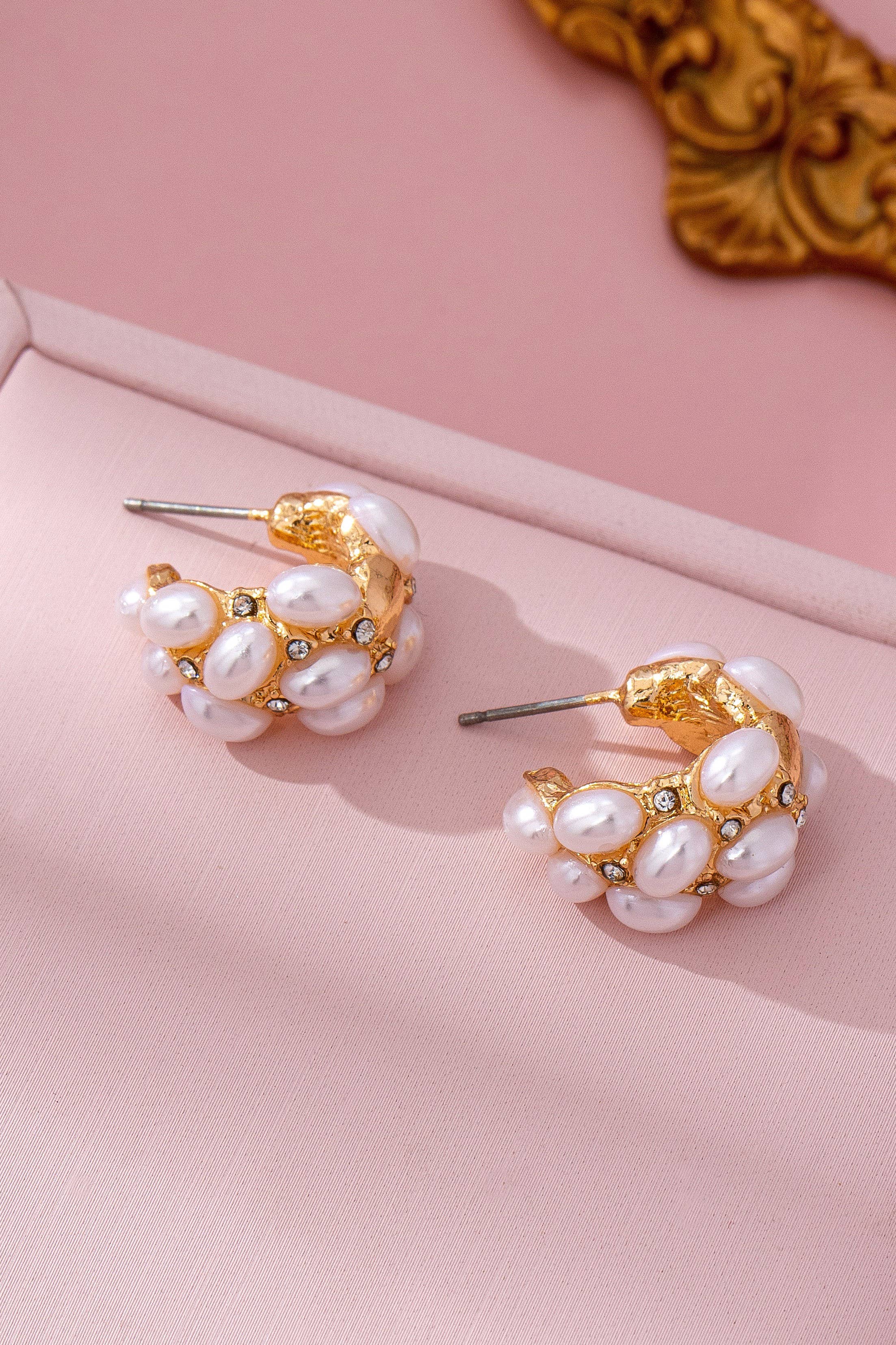 Pearl Cluster Half-Hoops - Image 3