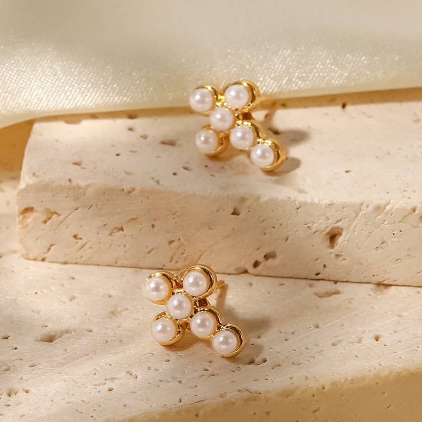Pearl Cross Studs