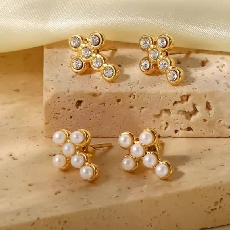 Pearl Cross Studs - Image 2