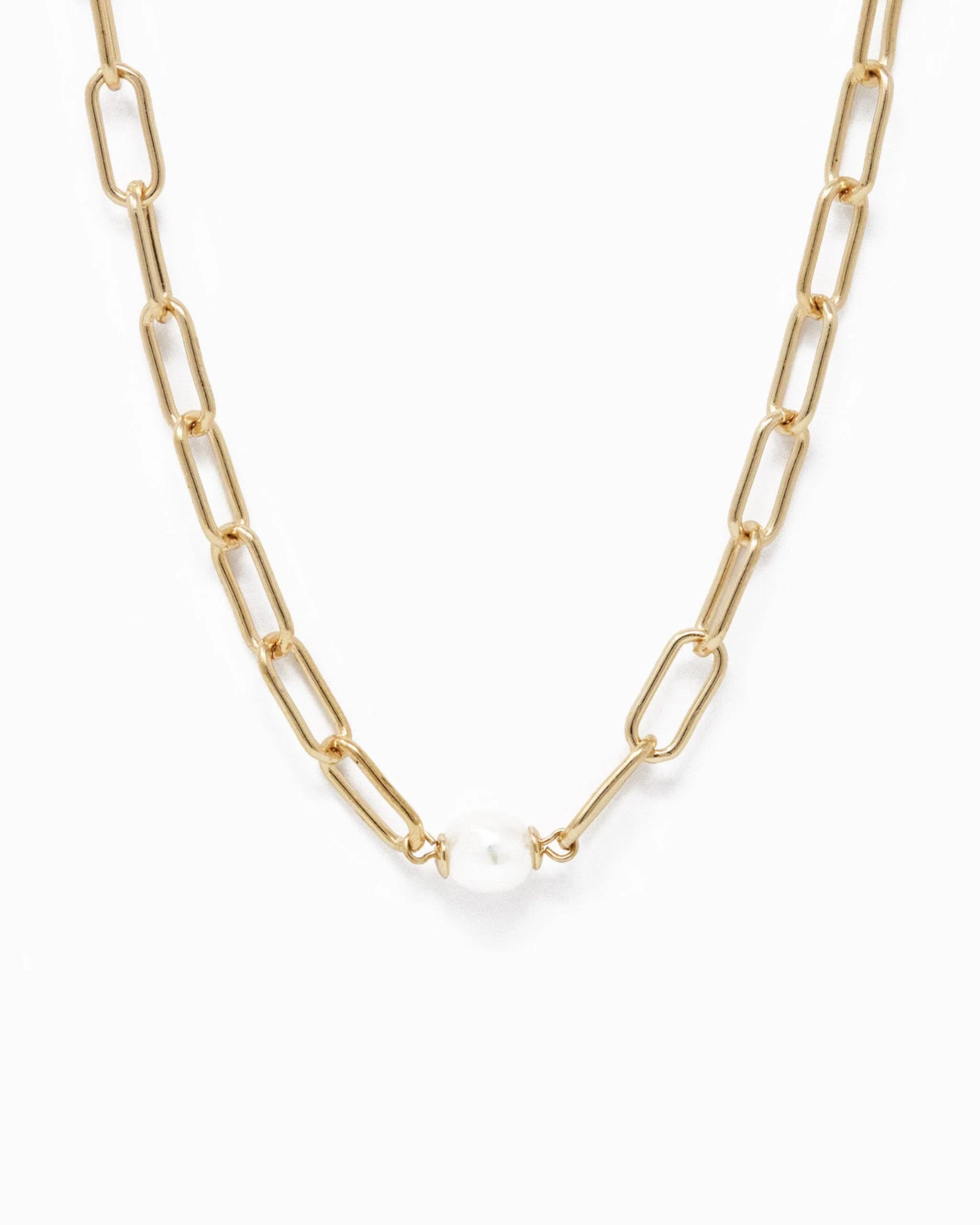 Pearl Paperclip Necklace