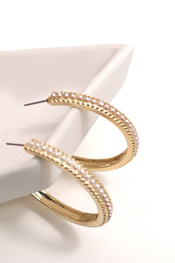 Pearl Pave Hoops